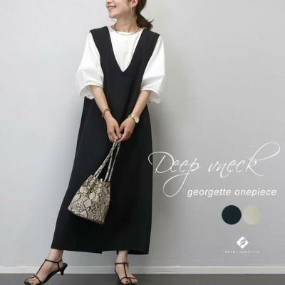 ジョーゼット深Vネックワンピース|FUNNY COMPANY+