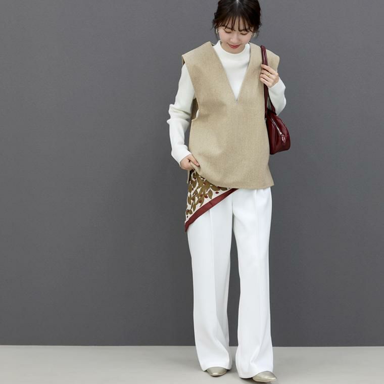 クリアランスセール☆フェイクウールVネックベスト 【メール便不可